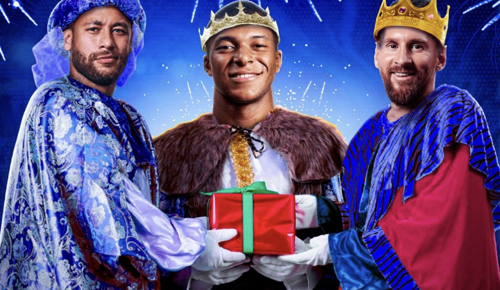 Neymar, Mbappé et Messi en rois mages